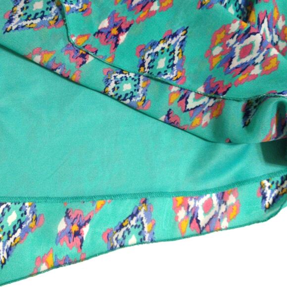 Womens Medium Flowy Dress Green Tribal Pattern Sleeveless Scoop Neck Espresso - Picture 8 of 9